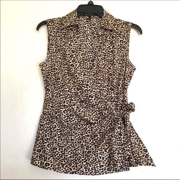 Express Studio Cheetah Wrap Top/Blouse - Picture 1 of 3